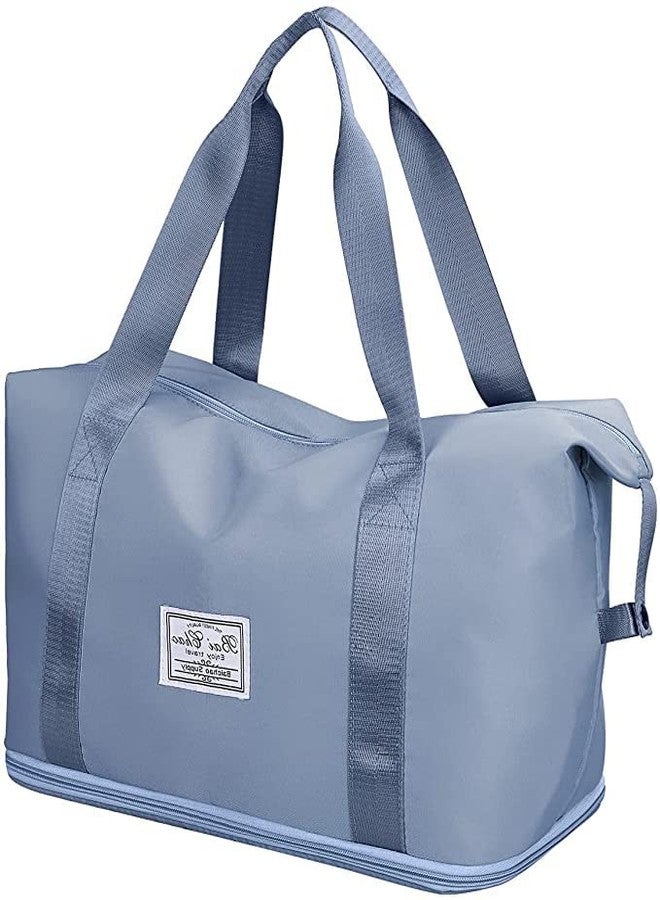 HIMART Folding Travel Bag with Luggage Shoulder Travel Duffle Bags Expandable Weekender Carry On Hand Travelling Bag for Women and Men. (Blue) - Image 1